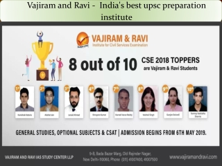 Vajiram and Ravi - India's best upsc preparation Institute