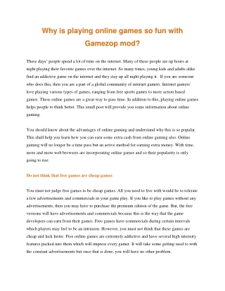 Why is playing online games so fun with Gamezop mod