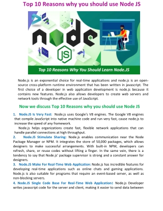 Top 10 reasons why you should use Node.JS