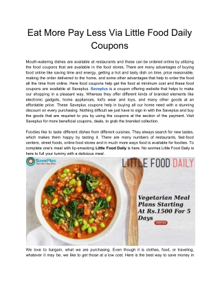 Eat More Pay Less Via Little Food Daily Coupons