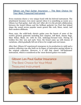 Gibson Les Paul Guitar Insurance – The Best Choice for Your Most Treasured Instrument