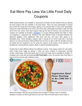 Eat More Pay Less Via Little Food Daily Coupons