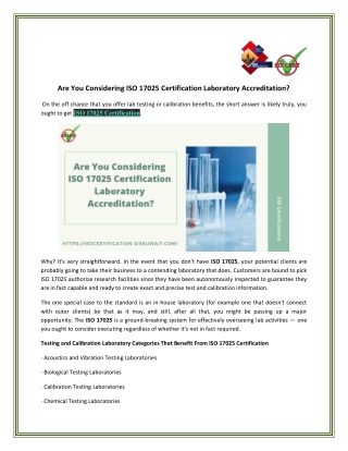 Are You Considering ISO 17025 Certification Laboratory Accreditation?