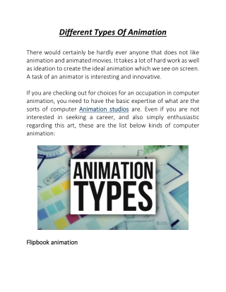 Different Types Of Animation