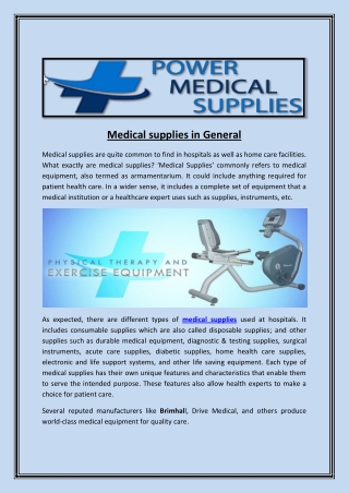 Medical supplies in General