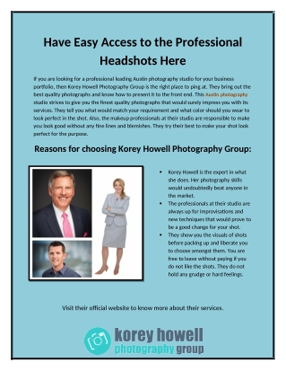 Have Easy Access to the Professional Headshots Here