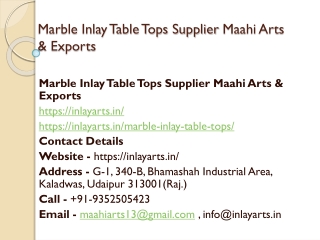 Marble Inlay Table Tops Supplier Maahi Arts & Exports