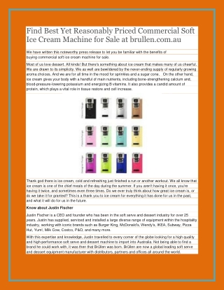 Find Best Yet Reasonably Priced Commercial Soft Ice Cream Machine for Sale at brullen.com.au