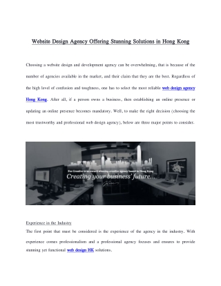 Website Design Agency Offering Stunning Solutions in Hong Kong