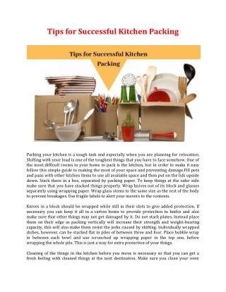 Tips for Successful Kitchen Packing