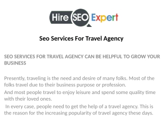 SEO Services For Travel Agency - Hire SEO Expert