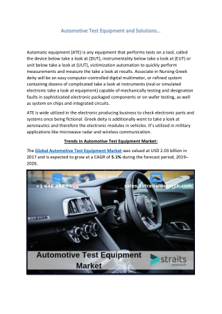 Automotive Test Equipment Market