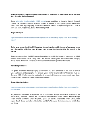 Global Automotive Head-Up-Display (HUD) Market