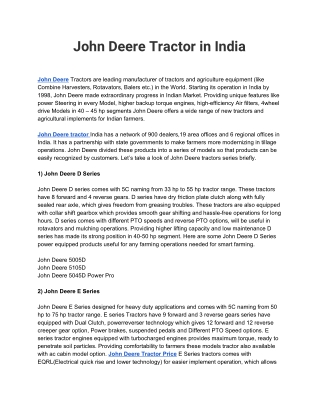 John Deere Tractor Price
