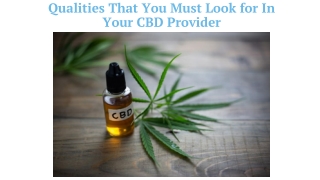 Qualities That You Must Look for In Your CBD Provider