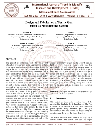 Design and Fabrication of Sentry Gun based on Mechatronics System