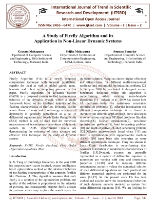 A Study of Firefly Algorithm and its Application in Non Linear Dynamic Systems
