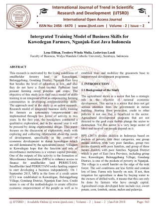 Intergrated Training Model of Business Skills for Kawedegan Farmers, Nganjuk East Java Indonesia