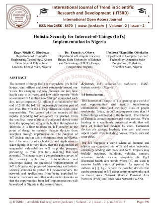 Holistic Security for Internet of Things IoTs Implementation in Nigeria