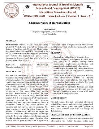 Characteristics of Rurbanization