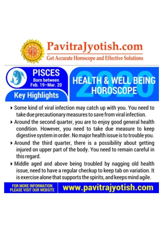 2020 Pisces Health and Well Being Horoscope