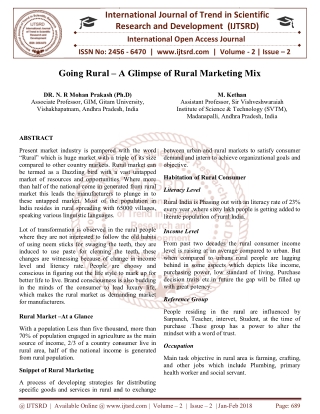 Going Rural - A Glimpse of Rural Marketing Mix