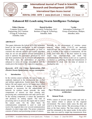 Enhanced RZ Leach using Swarm Intelligence Technique