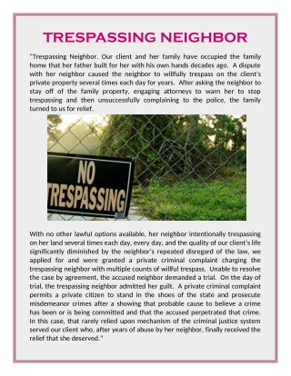 Trespassing Neighbor