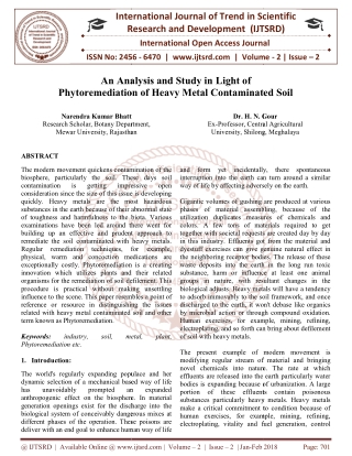 An Analysis and Study in Light of Phytoremediation of Heavy Metal Contaminated Soil