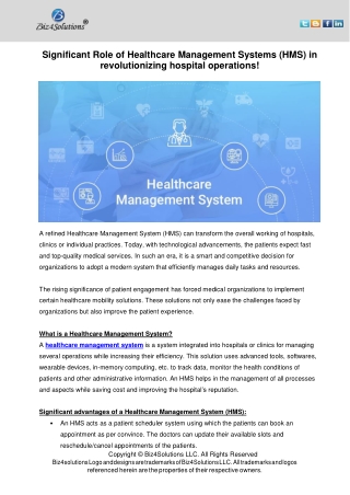Significant Role of Healthcare Management Systems in Revolutionising Hospital Operations