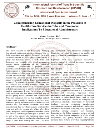 Conceptualising Educational Disparity in the Provision of Health Care Services in Cuba and Cameroon Implications To Educ