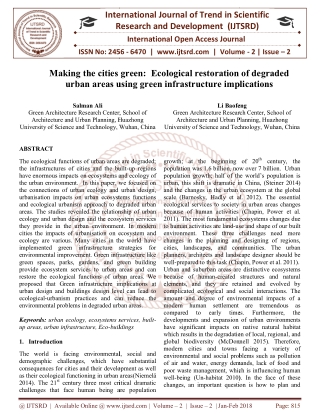 Making the cities green Ecological restoration of degraded urban areas using green infrastructure implications