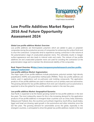 Low Profile Additives Market Report 2016 And Future Opportunity Assessment 2024