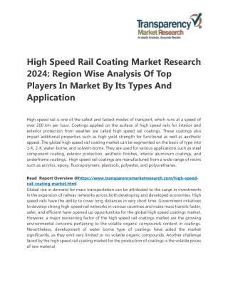 High Speed Rail Coating Market Research 2024: Region Wise Analysis Of Top Players In Market By Its Types And Application