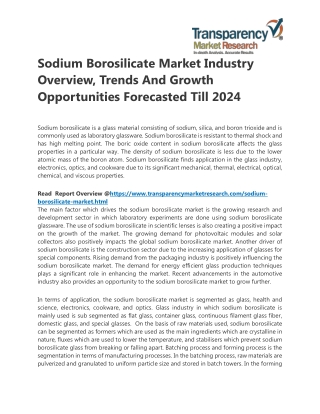 Sodium Borosilicate Market Industry Overview, Trends And Growth Opportunities Forecasted Till 2024