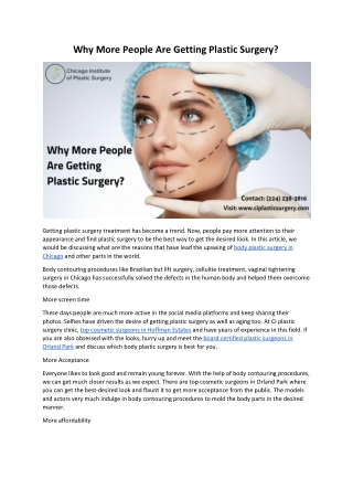 Why More People Are Getting Plastic Surgery?