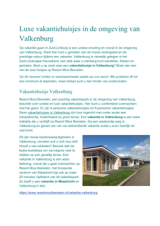 Vakantiepark Valkenburg - Resort Mooi Bemelen