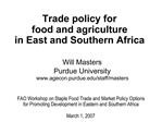 Trade policy for food and agriculture in East and Southern Africa