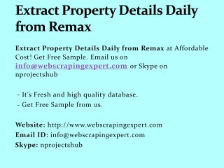 Extract Property Details Daily from Remax