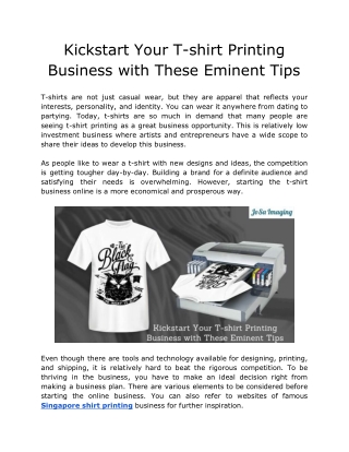 Kickstart Your T-shirt Printing Business with These Eminent Tips