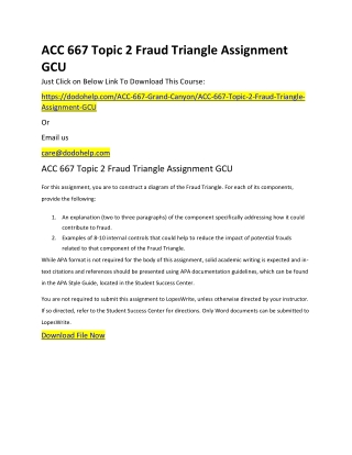 ACC 667 Topic 2 Fraud Triangle Assignment GCU