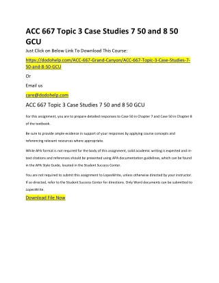 ACC 667 Topic 3 Case Studies 7 50 and 8 50 GCU