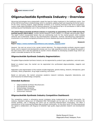 Oligonucleotide Synthesis Industry Research Report 2019