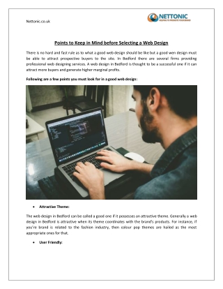 Points to Keep in Mind before Selecting a Web Design