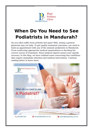 When Do You Need to See Podiatrists in Mandurah?