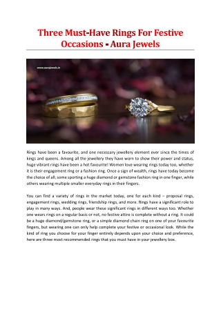 Three Must-Have Rings For Festive Occasions - Aura Jewels