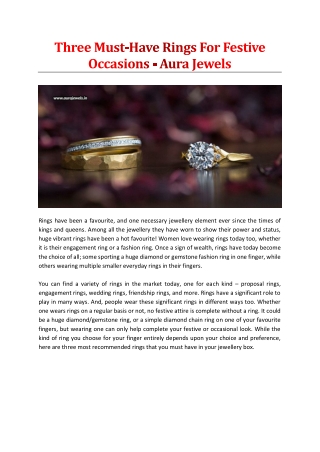 Three Must-Have Rings For Festive Occasions - Aura Jewels