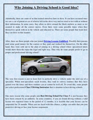 Why Joining A Driving School is Good Idea?