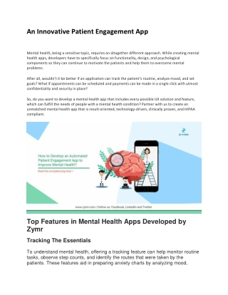 An Innovative Patient Engagement Apps