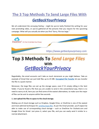 The 3 Top Methods To Send Large Files With GetBackYourPrivacy